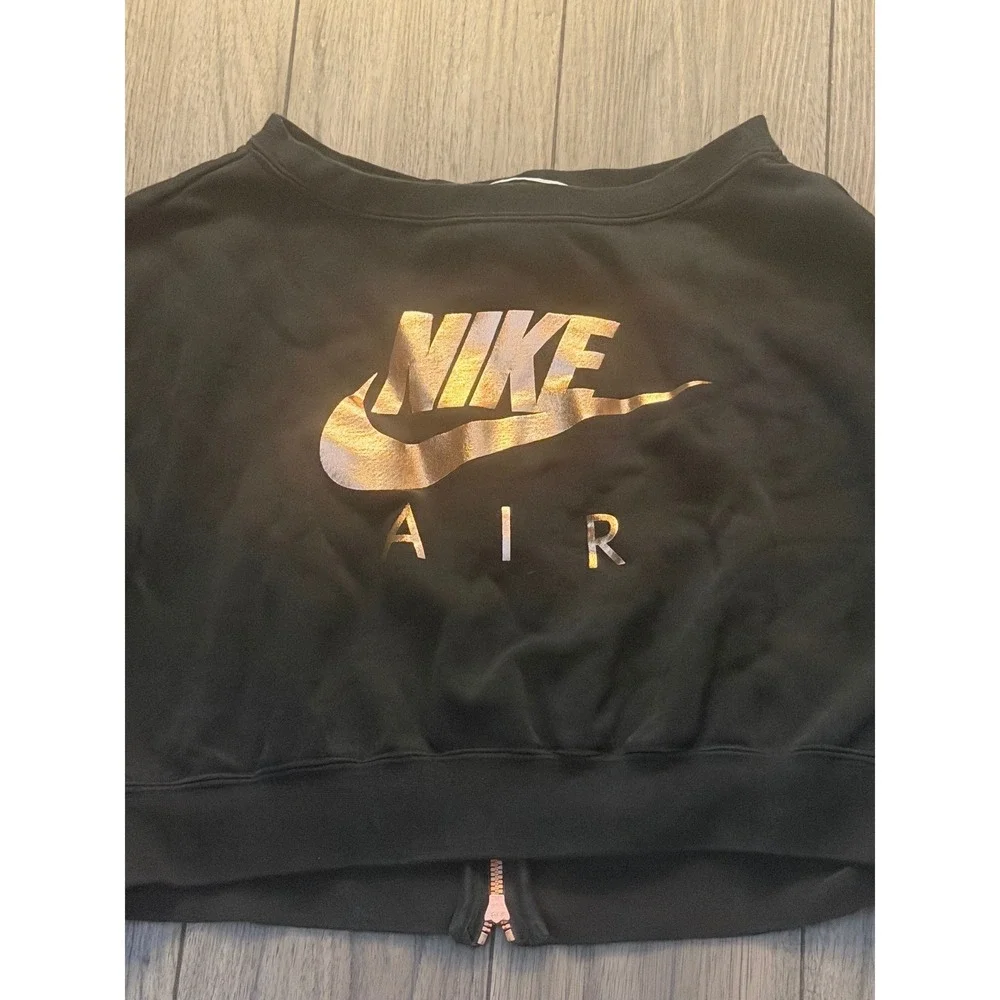 Nike Air Rally Cropped Sweatshirt Black Rose Gold Back Zipper